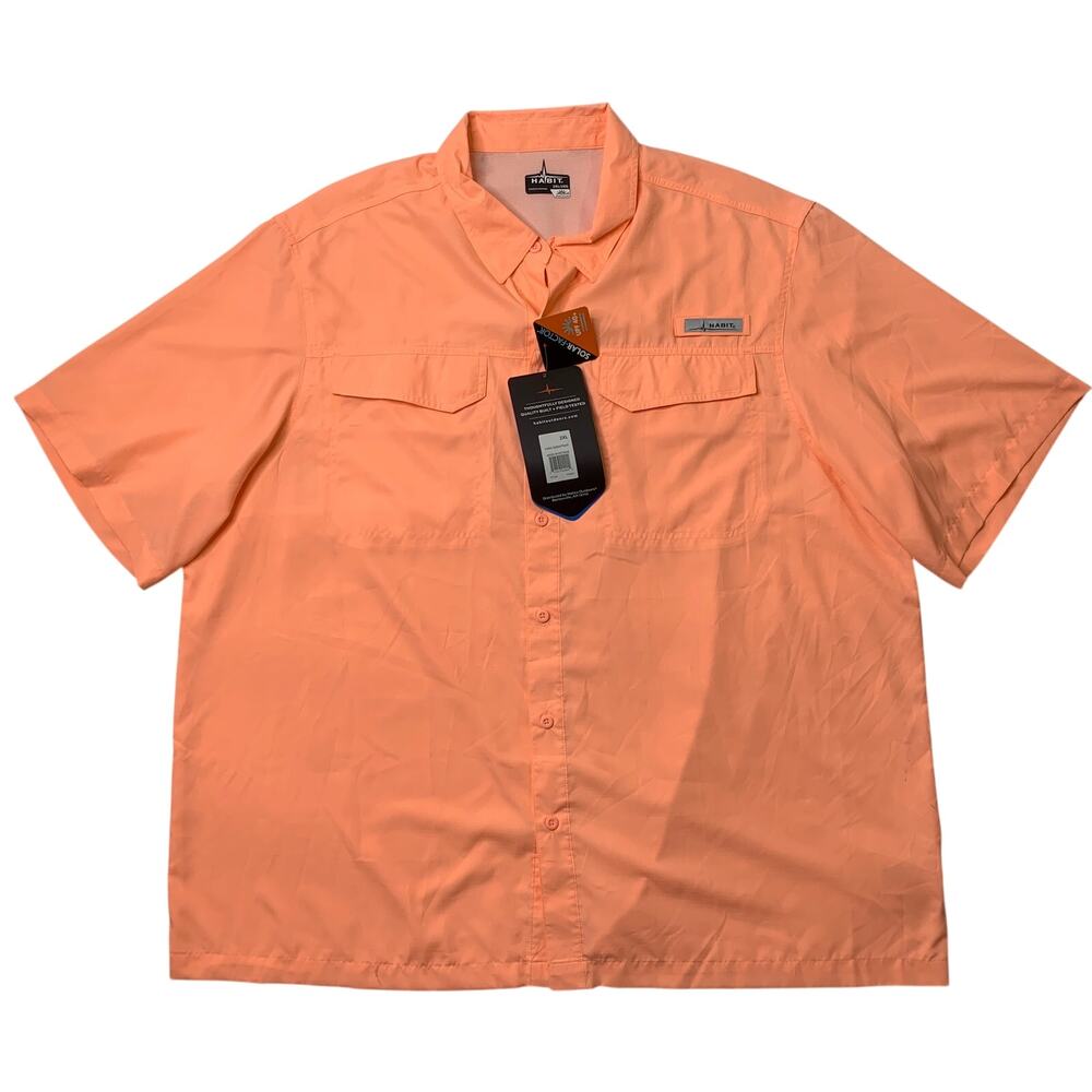 Habit Shirt Mens 2XL Peach 40+ UPF Quick Dry Vented Short Sleeve Outdoor Fishing